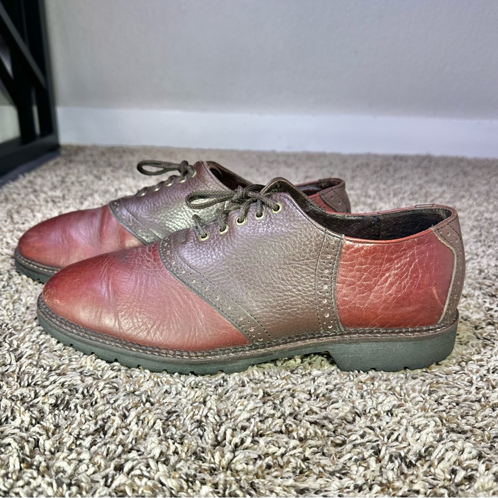 H.S. Trask Shoes Mens Size 10.5 Oxfords Saddle 2 Tone Casual Bison Leather Brown